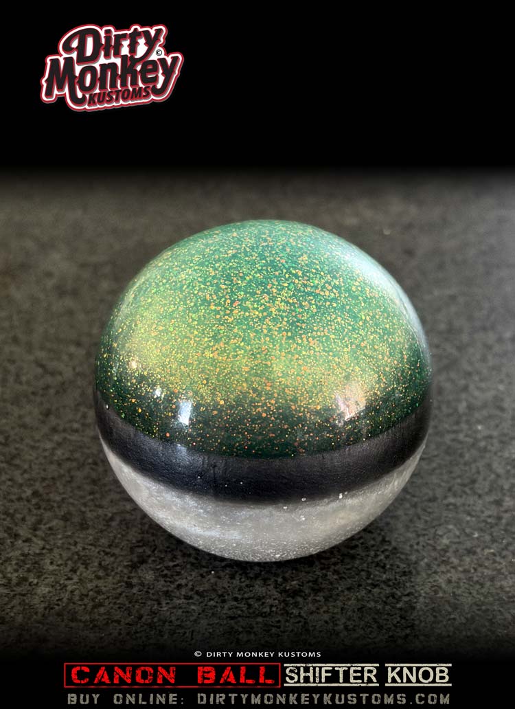 Canon Ball - Aquamarine Retro Metal Flake Shifter Knob - 16