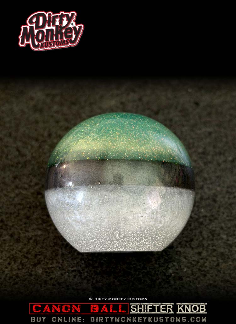 Canon Ball - Aquamarine Retro Metal Flake Shifter Knob - 16