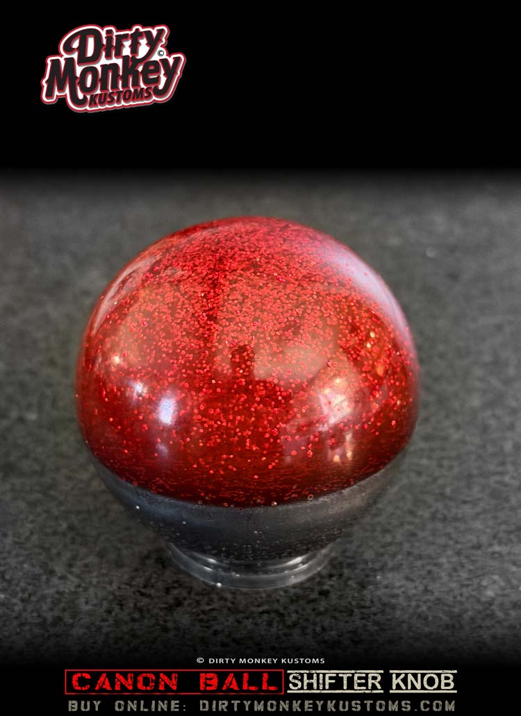 Canon Ball - Red Retro Metal Flake Shifter Knob - 18