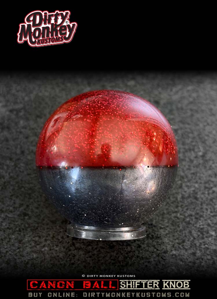 Canon Ball - Red Retro Metal Flake Shifter Knob - 18