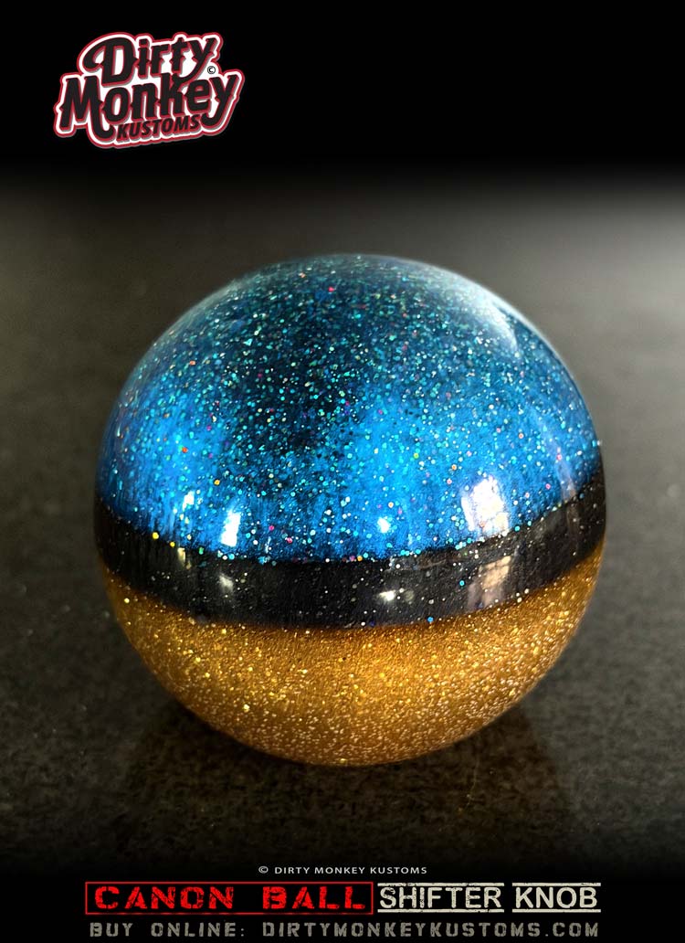 'Big Blue' Canon Ball - Retro Metal Flake Shifter Knob - 19