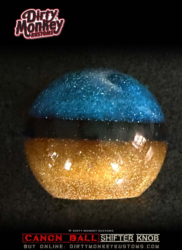 'Big Blue' Canon Ball - Retro Metal Flake Shifter Knob - 19