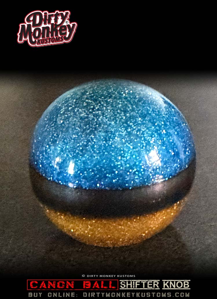 Canon Ball - Blue Retro Metal Flake Shifter Knob - 20