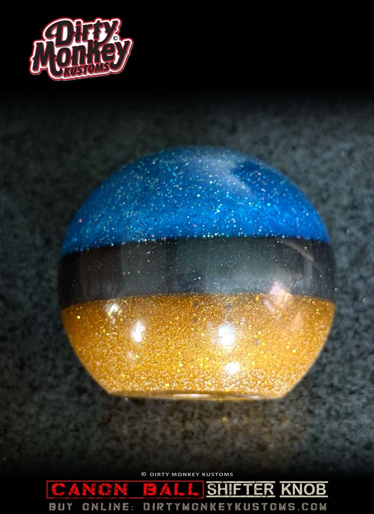 Canon Ball - Blue Retro Metal Flake Shifter Knob - 20
