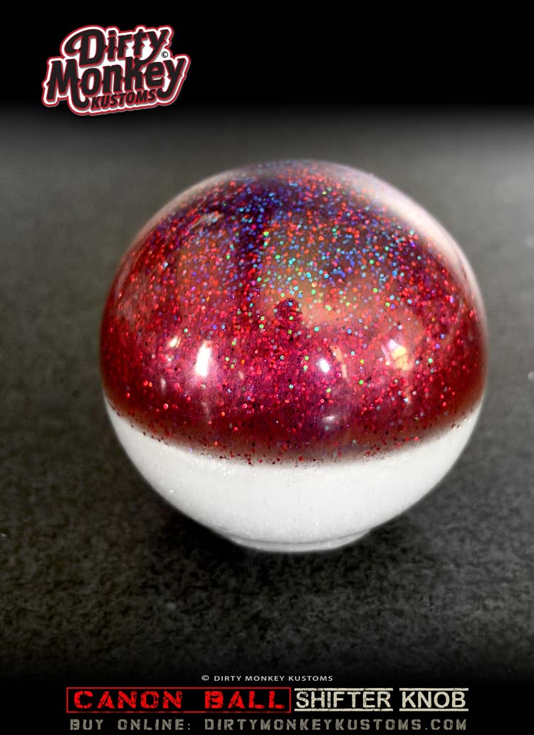 Canon Ball - Cherry red Metal Flake Shifter Knob - 21