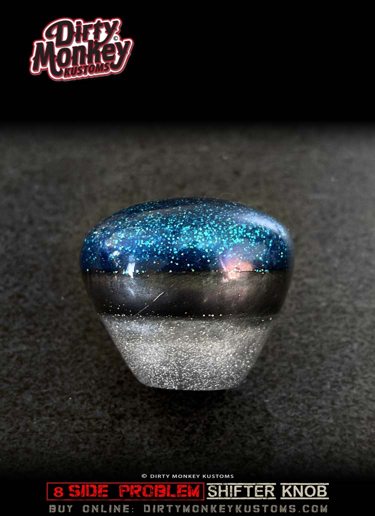 '8 Sided Problem' - Blue Metal Flake Shifter Knob - 6