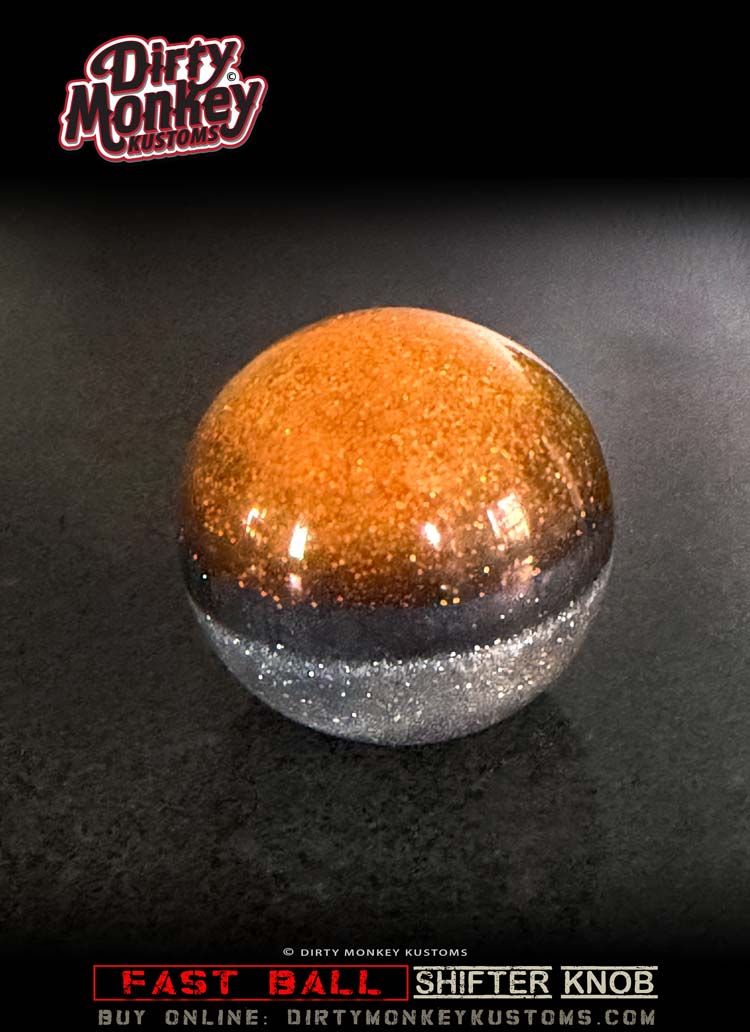 Fast Ball - Orange Retro Metal Flake Shifter Knob - 5