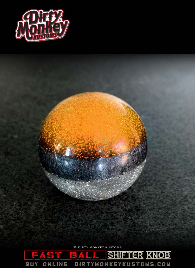 Fast Ball - Orange Retro Metal Flake Shifter Knob - 6