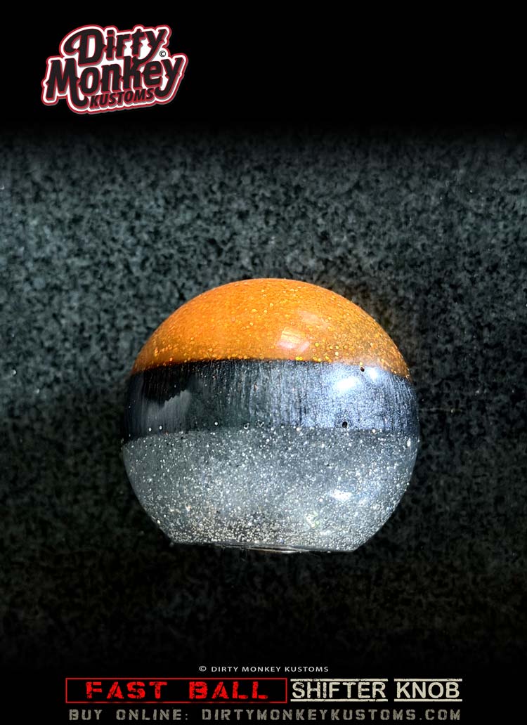 Fast Ball - Orange Retro Metal Flake Shifter Knob - 6