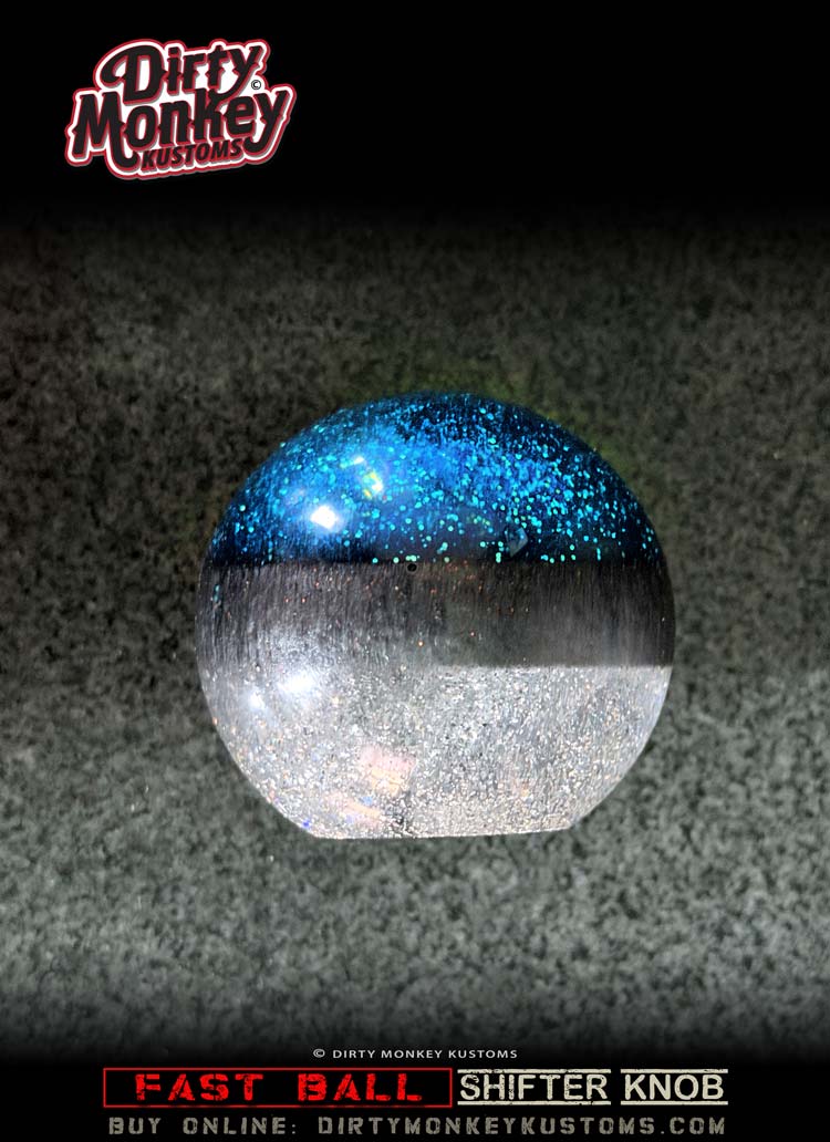 Fast Ball - Blue Retro Metal Flake Shifter Knob - 7
