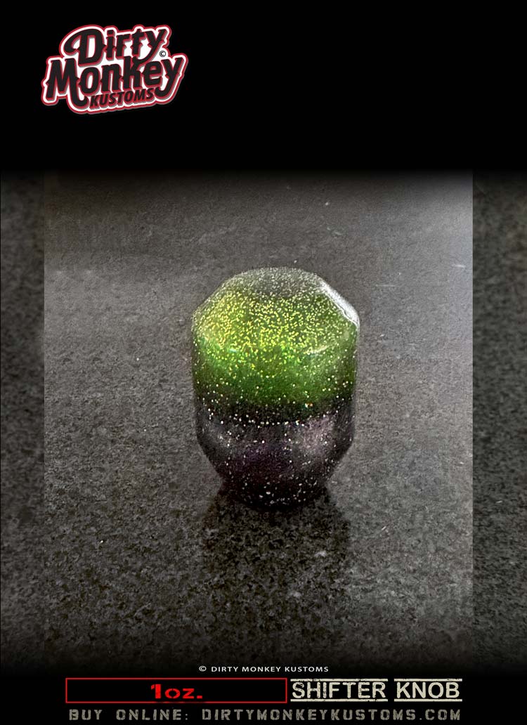 1 oz. - Green Kustom Kulture Metal Flake Shifter Knob - 6