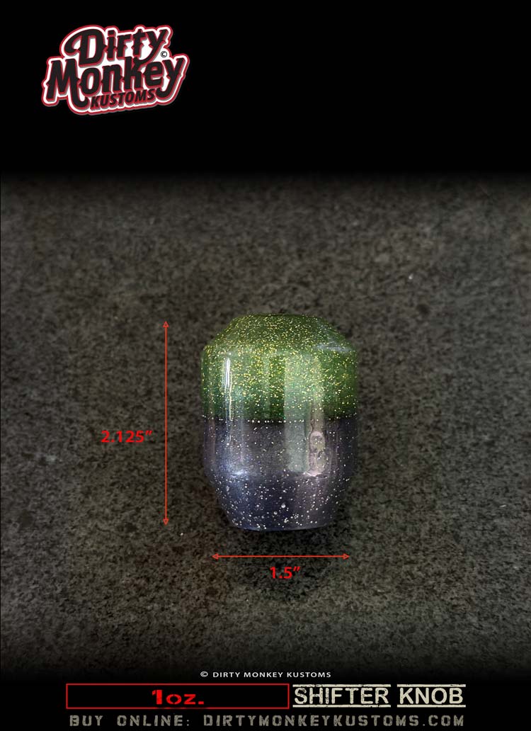 1 oz. - Green Kustom Kulture Metal Flake Shifter Knob - 6