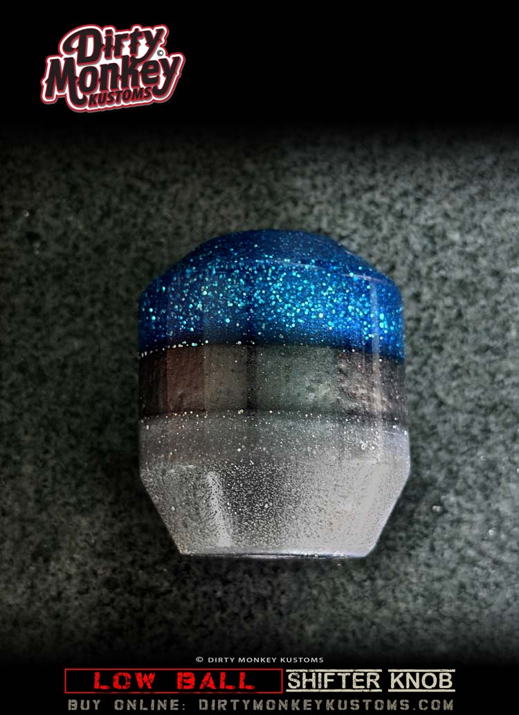 Low Ball - Blue Color Metal Flake Shifter Knob - 9