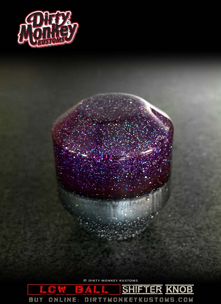 Low Ball - Purple Retro Metal Flake Shifter Knob - 11