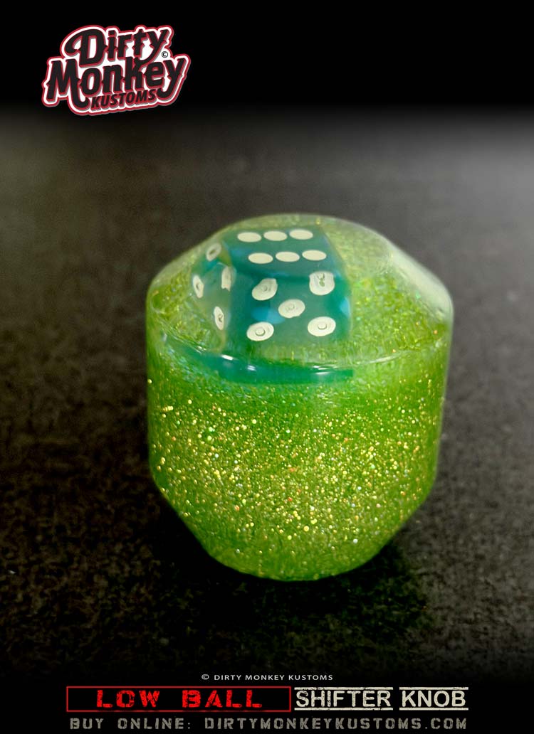 Low Ball 'High Roller'- Lime Green Retro Shifter Knob - 6