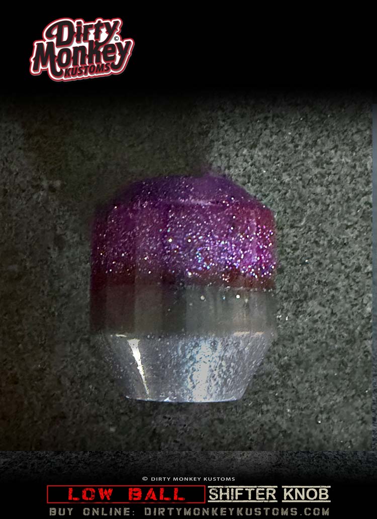 Low Ball - Purple Retro Metal Flake Shifter Knob - 11