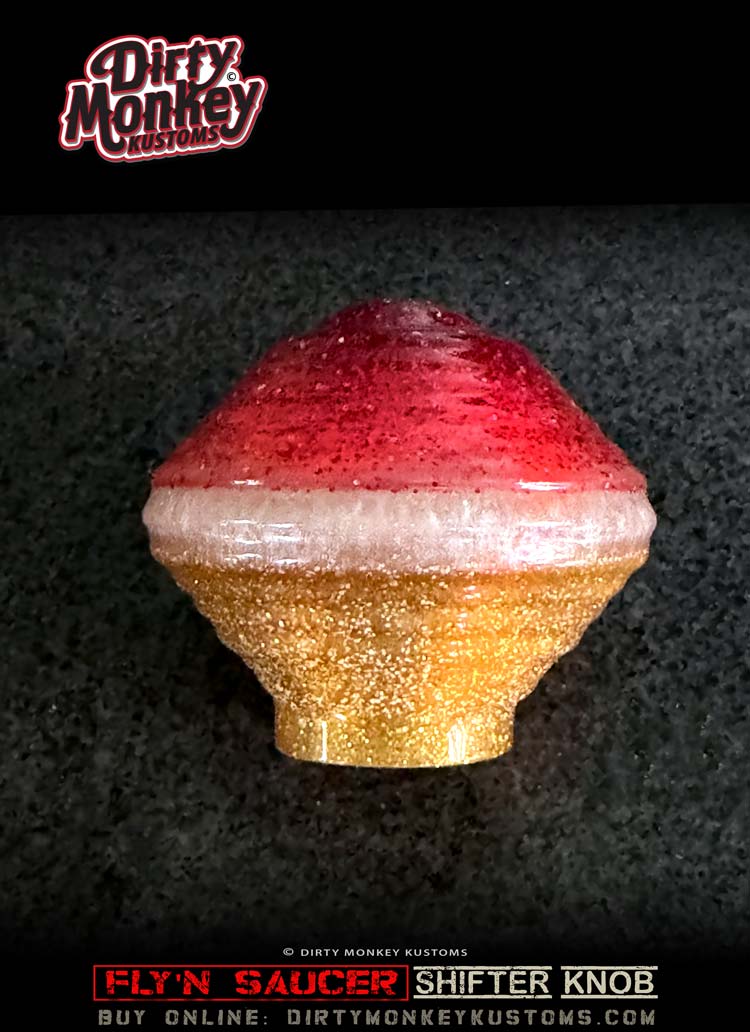 'Fly'n Saucer' - Red Retro Hot Rod Shifter Knob - 05