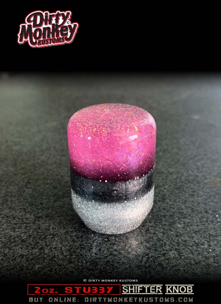 2oz 'Stubby'- Pink Metal Flake Shifter Knob - 5