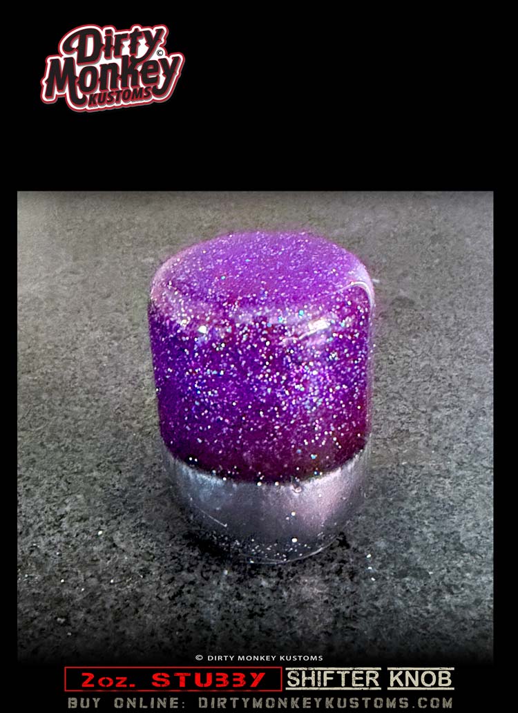 2oz 'Stubby'- Kustom Purple Metal Flake Shifter Knob - 6