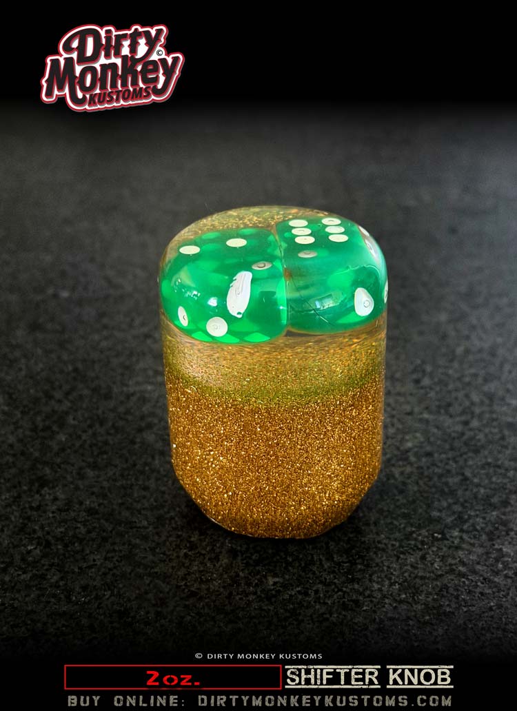 2oz 'High Roller'- Gold Metal Flake Shifter Knob - 1