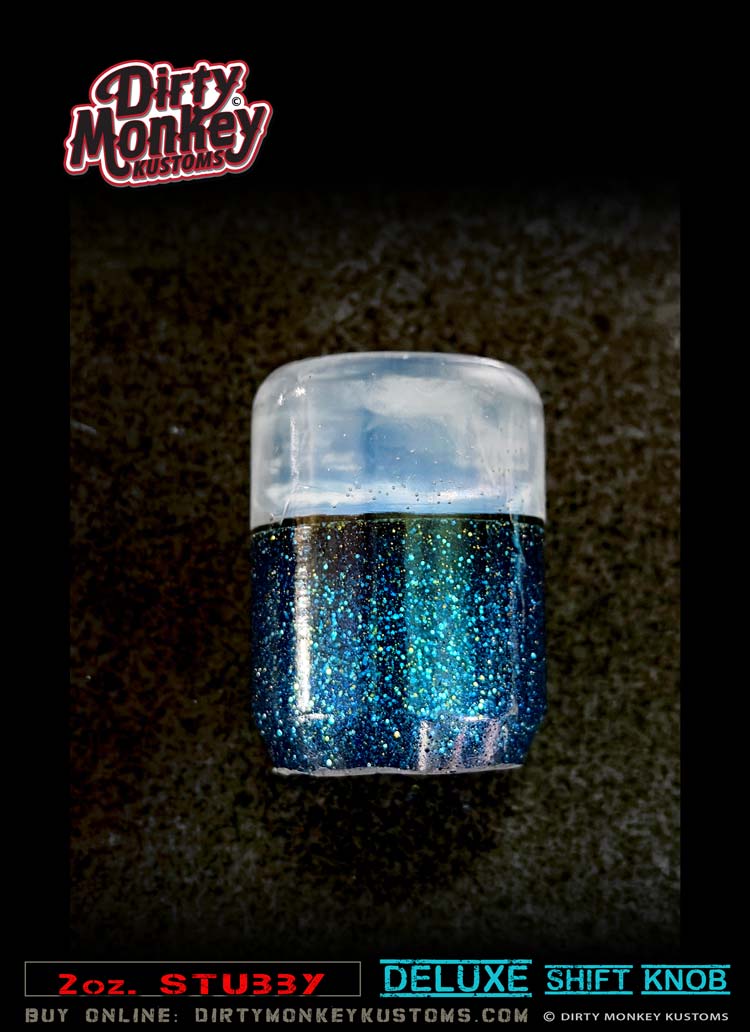 2 oz. Deluxe - Old School Blue Metal Flake Shifter Knob - 4