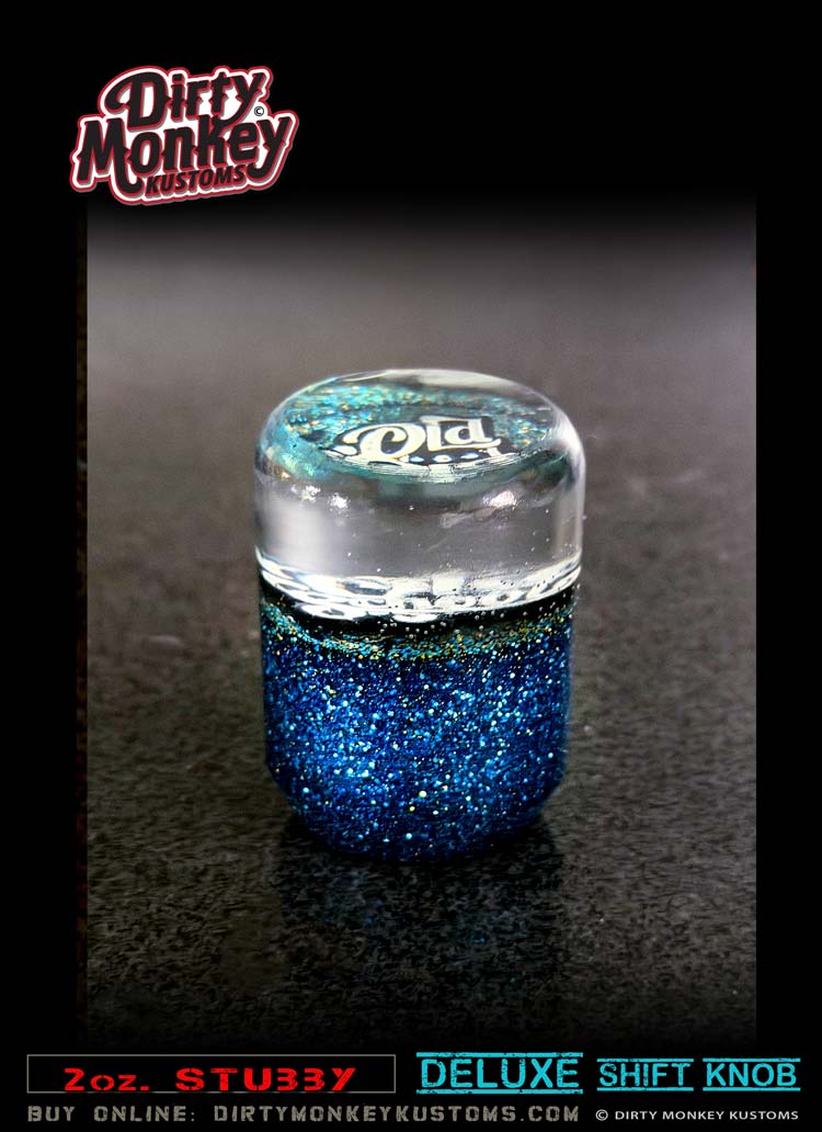 2 oz. Deluxe - Old School Blue Metal Flake Shifter Knob - 4