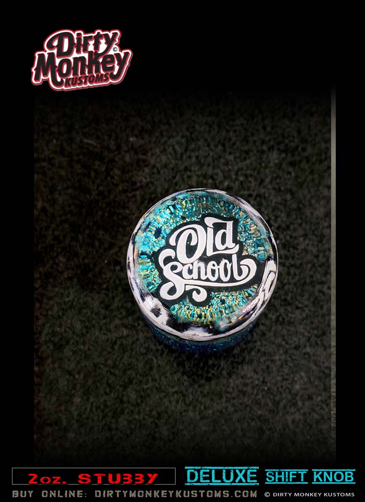 2 oz. Deluxe - Old School Blue Metal Flake Shifter Knob - 4