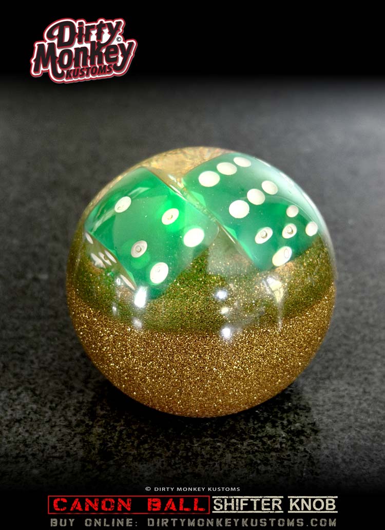 'High Roller' Canon Ball - Gold Metal Flake Shifter Knob - 5