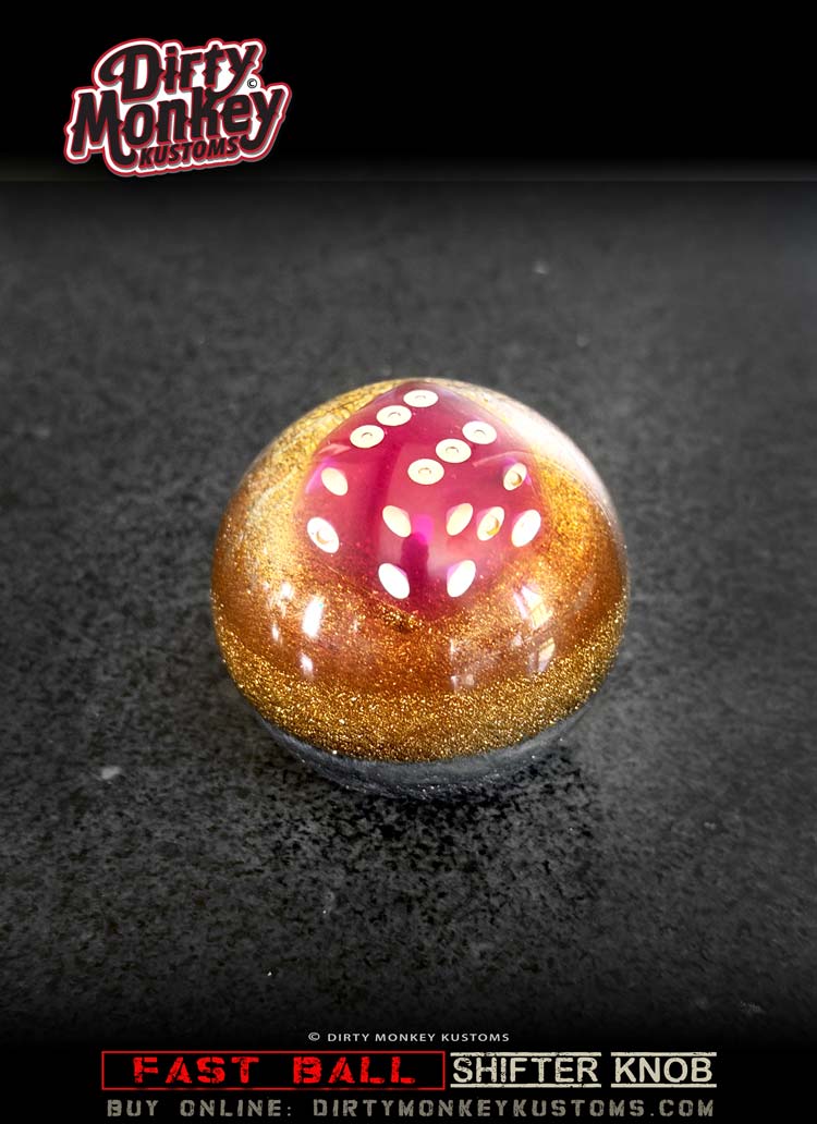 'Lucky Dice' Fast Ball - Gold Metal Flake Shifter Knob - 7