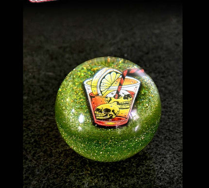'Tequila Sunrise' Deluxe - Fast Ball - Green Metal Flake Shifter Knob - 10
