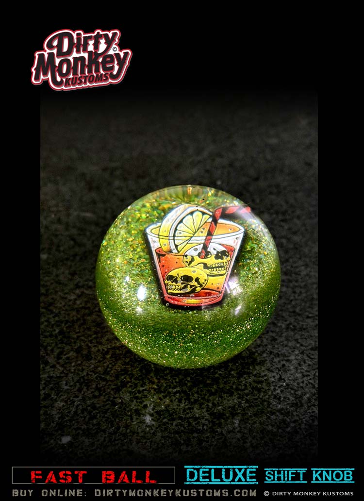 'Tequila Sunrise' Deluxe - Fast Ball - Green Metal Flake Shifter Knob - 10