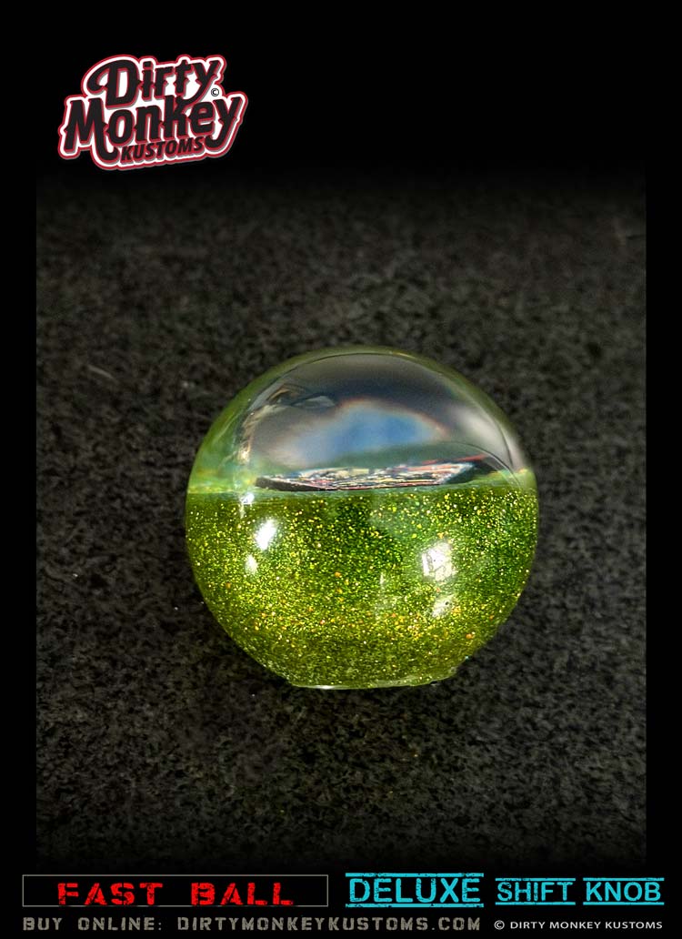 'Tequila Sunrise' Deluxe - Fast Ball - Green Metal Flake Shifter Knob - 10