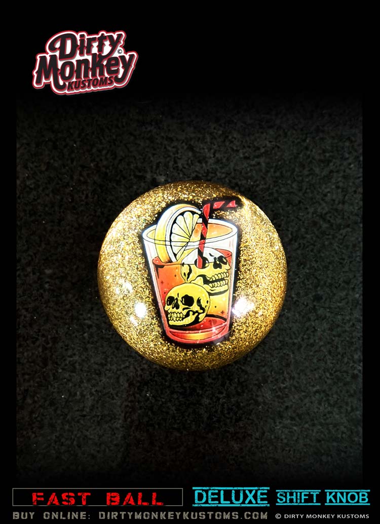 'Tequila Sunrise' Deluxe - Fast Ball - Gold Metal Flake Shifter Knob - 11