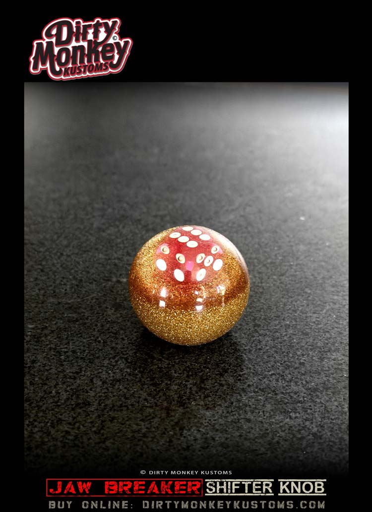 'Lucky' Jaw Breaker - Gold Metal Flake Shifter Knob - 2