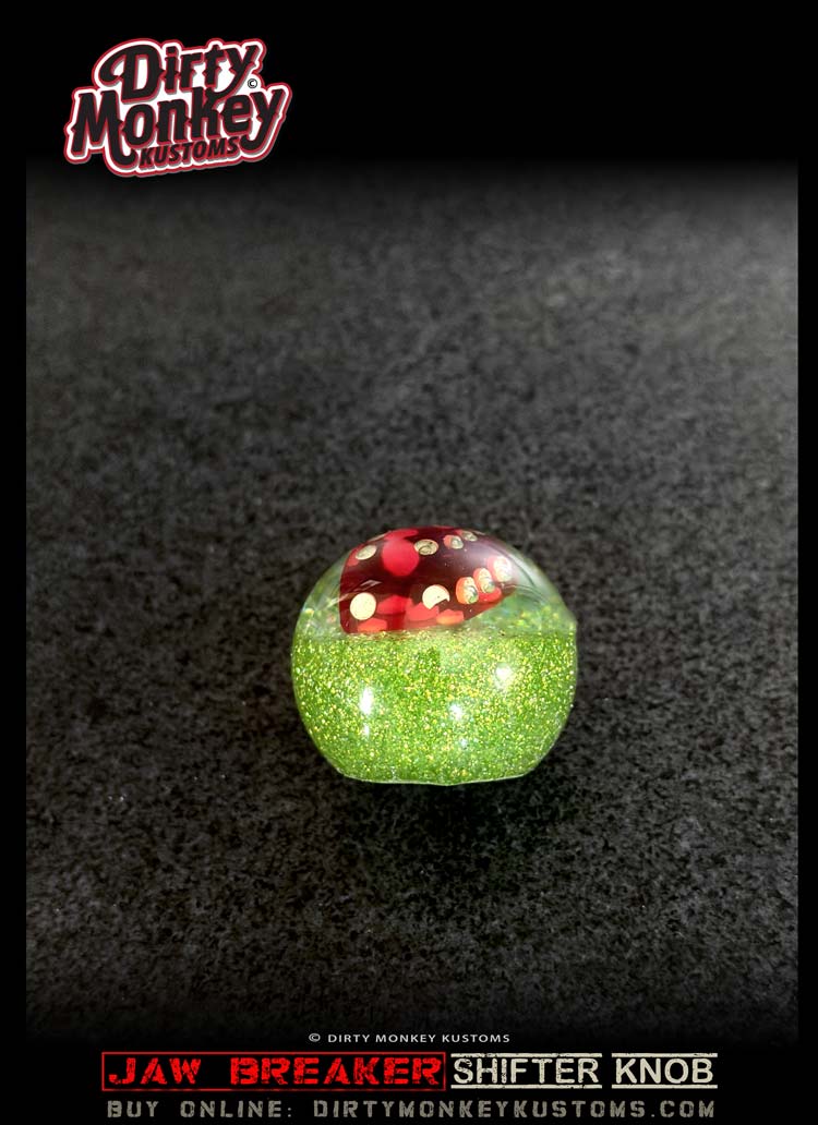 'Lucky' Jaw Breaker - Lime Green Metal Flake Shifter Knob - 3