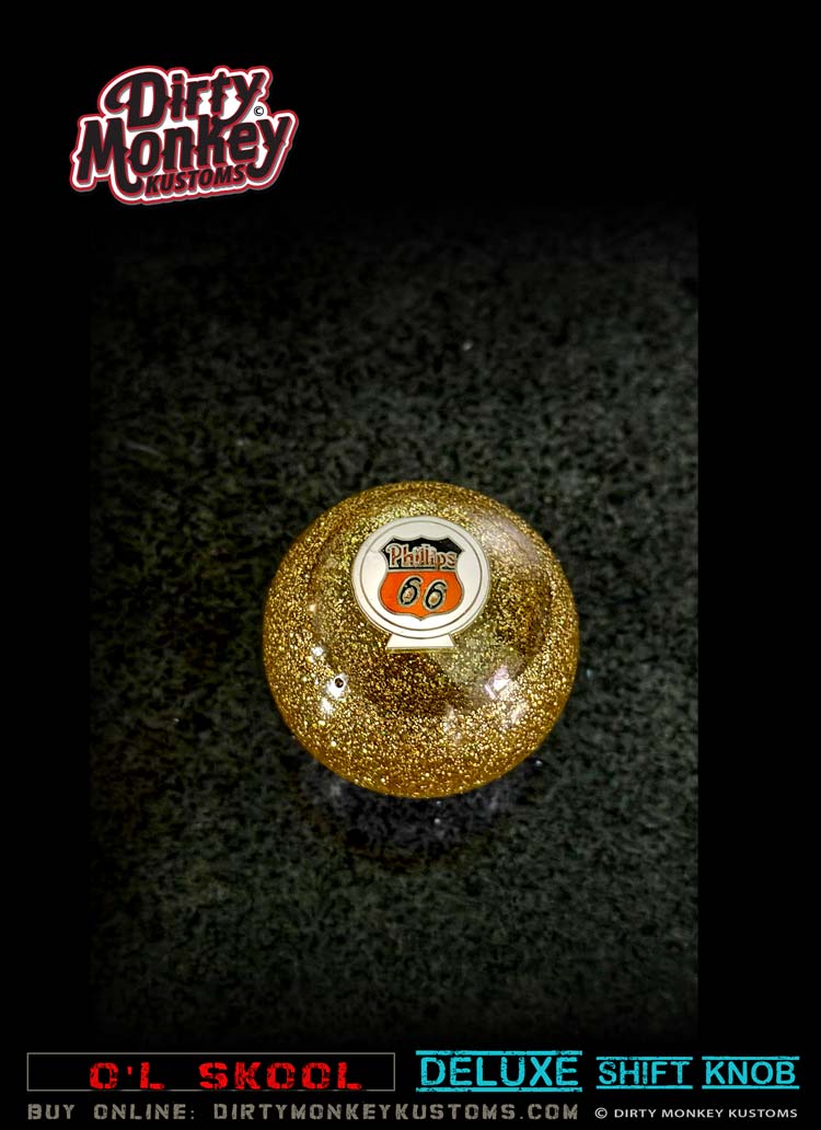 Jaw Breaker - Deluxe - 'Pacific 66' Gold Metal Flake Shifter Knob - 7