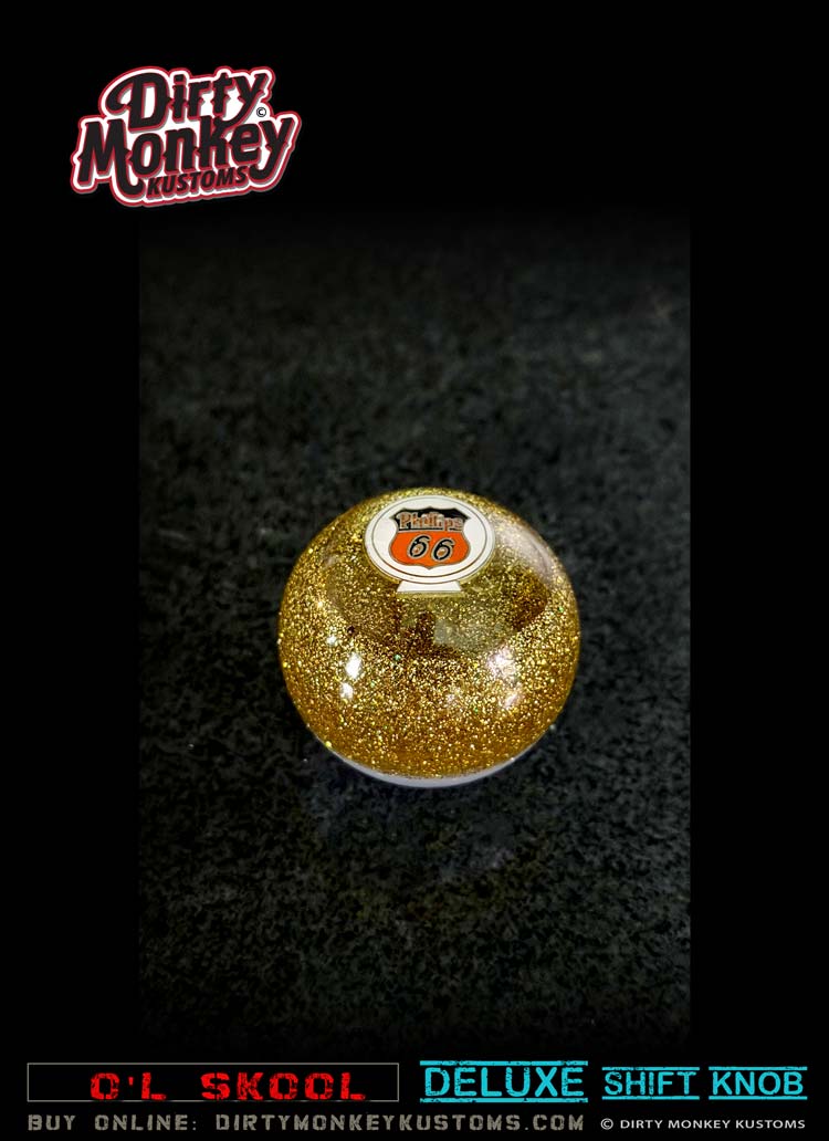 Jaw Breaker - Deluxe - 'Pacific 66' Gold Metal Flake Shifter Knob - 7