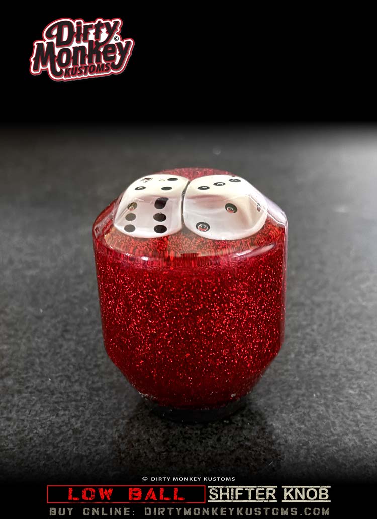 Low Ball 'High Roller'- Red Metal Flake Shifter Knob - 4