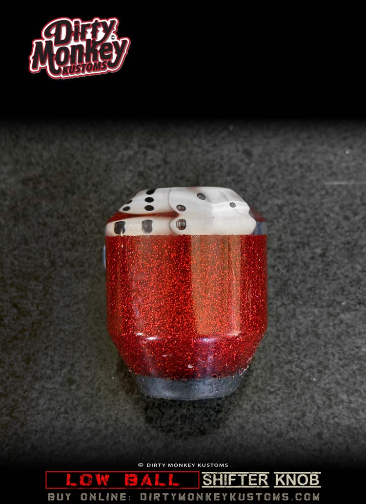 Low Ball 'High Roller'- Red Metal Flake Shifter Knob - 4