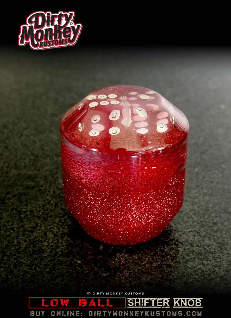 Low Ball 'High Roller'- Red Metal Flake Shifter Knob - 5