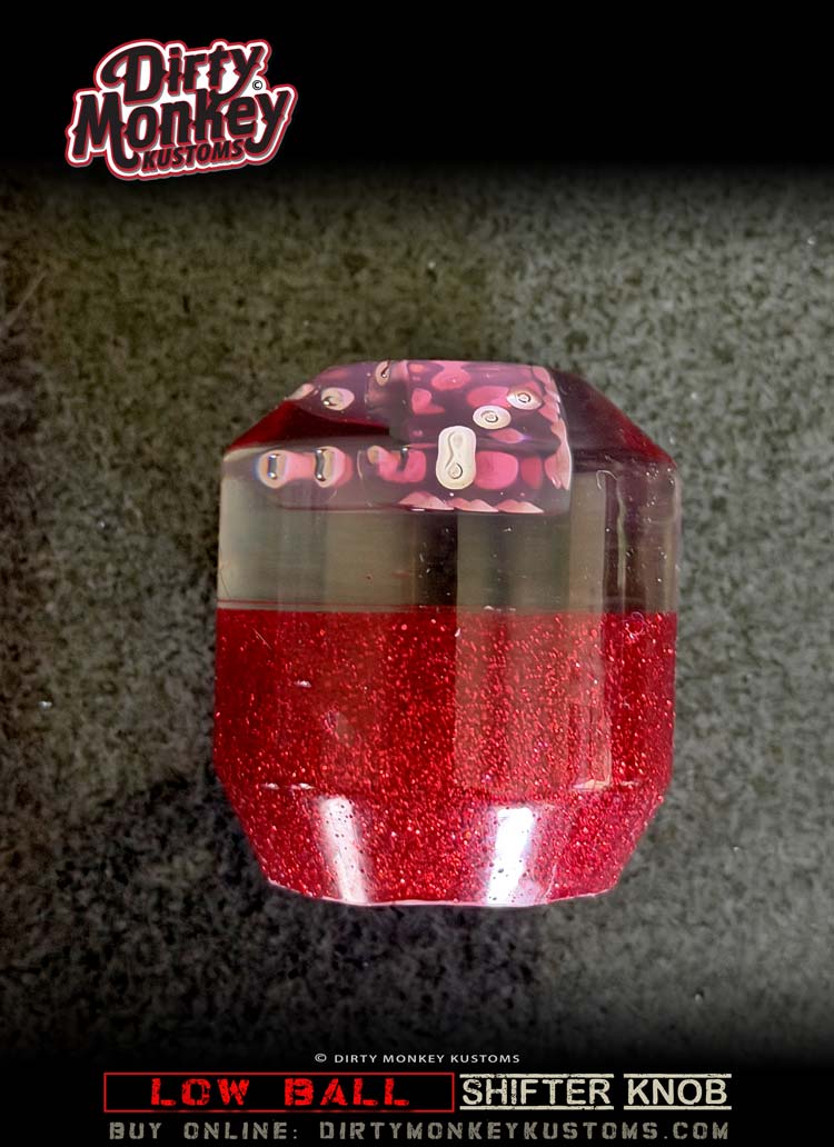 Low Ball 'High Roller'- Red Metal Flake Shifter Knob - 5