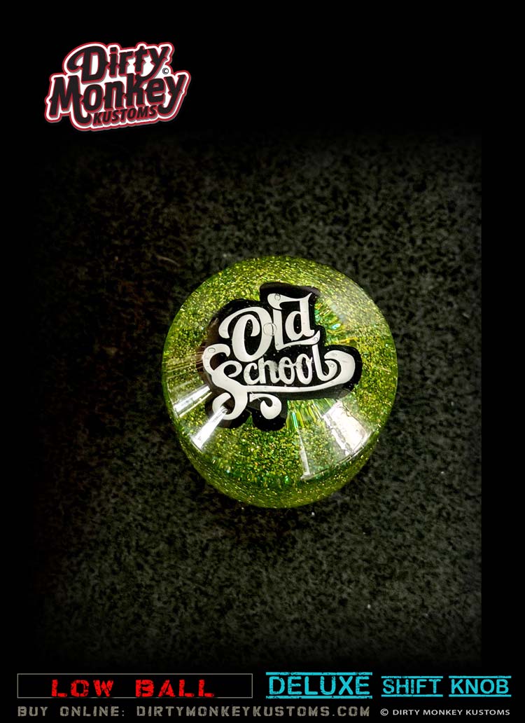 Low Ball 'Old School' - Deluxe - Green Metal Flake Shifter Knob - 7