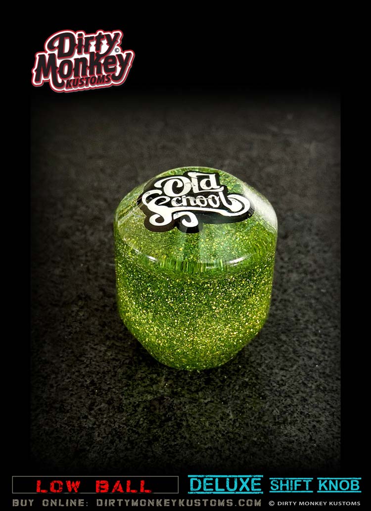 Low Ball 'Old School' - Deluxe - Green Metal Flake Shifter Knob - 7