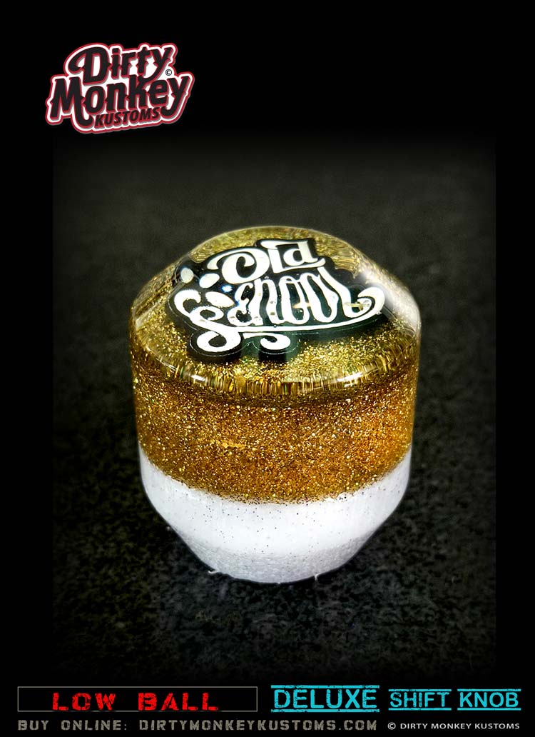 Low Ball 'Old School' - Deluxe - Gold Metal Flake Shifter Knob - 8
