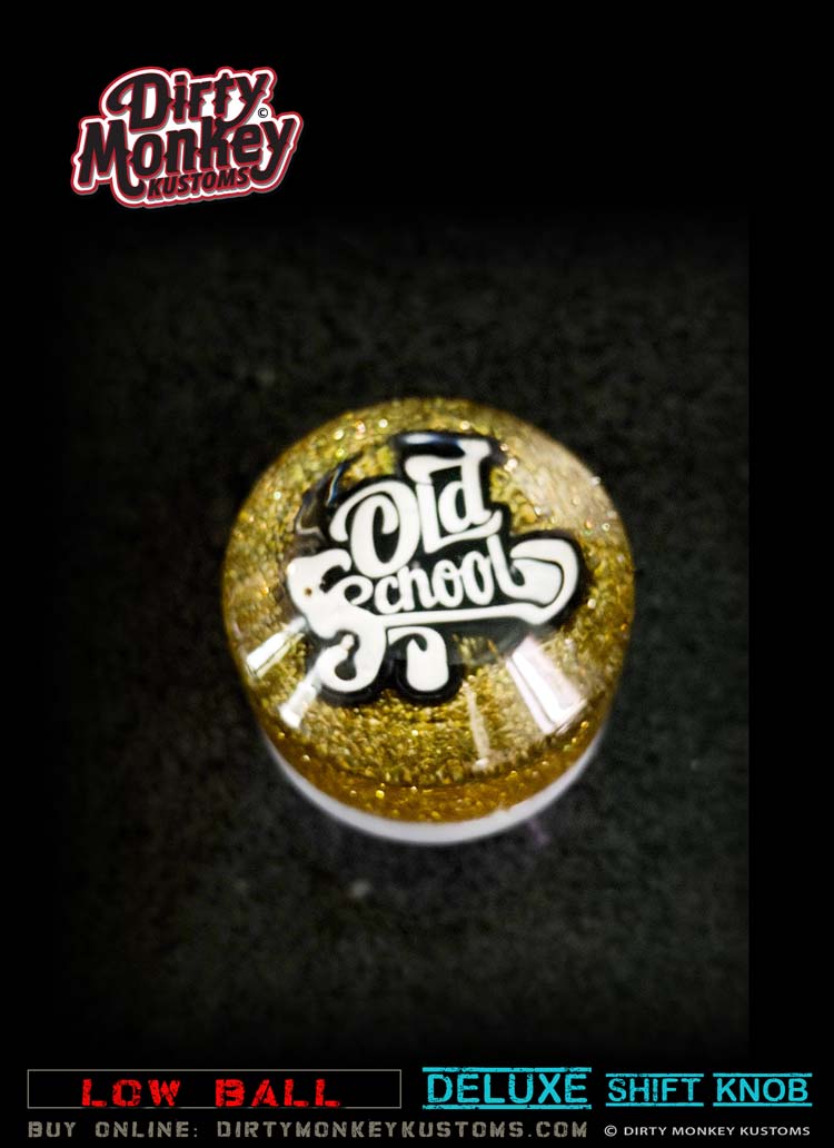 Low Ball 'Old School' - Deluxe - Gold Metal Flake Shifter Knob - 8