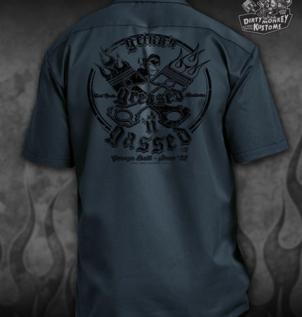 Crossed Pistons - Limited Edition  Mechanic Shirt (Air Force Blue / Black)