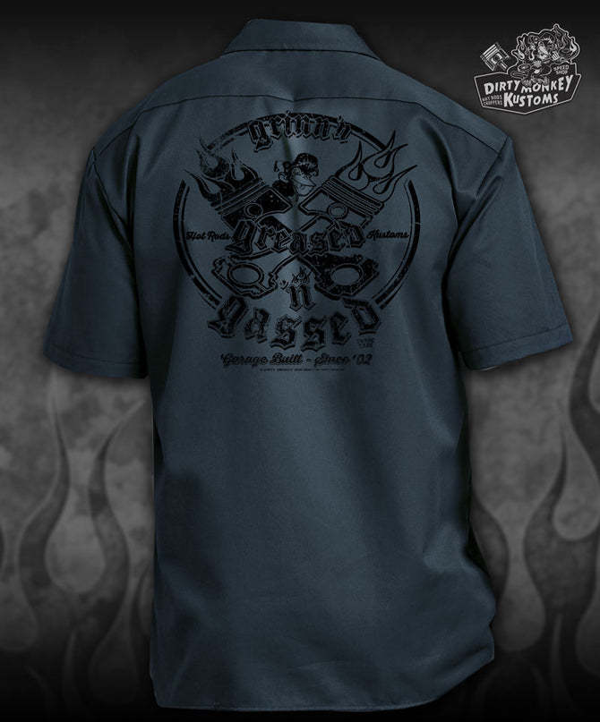 Crossed Pistons - Limited Edition  Mechanic Shirt (Air Force Blue / Black)