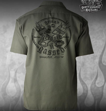 Crossed Pistons - Limited Edition  Mechanic Shirt (green)