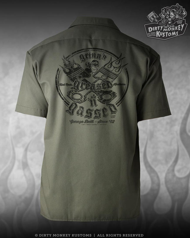 Crossed Pistons - Limited Edition  Mechanic Shirt (green)