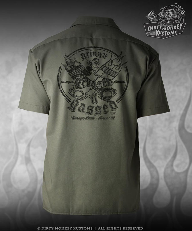Crossed Pistons - Limited Edition  Mechanic Shirt (green)